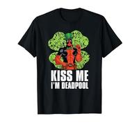 Marvel Kiss Me I'm Deadpool 4-Leaf Clover St. Patrick's Day T-Shirt, Herren, Schwarz, L