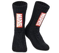 Marvel Kuschelsocken Herren Avengers Winter Socken Jungen Teenager Anti-Rutsch (Schwarz)