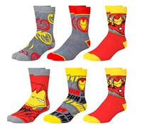 Marvel Legends Socken für Jungen & Herren, 6er-Pack Socken für Herren und Jungen, Sportsocken, Sportsocken für Jungen, Iron Man, Medium