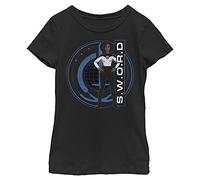 Marvel Likeness WandaVision Wanda and Logo Girl's Solid Crew Tee, Black, X-Small