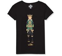 Marvel Little, Big Child Loki Hero Girls Short Sleeve Tee Shirt, Black, Small
