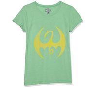 Marvel Little, Big Classic Iron Logo Girls Short Sleeve Tee Shirt, Green Apple, Medium