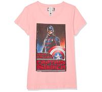 Marvel Little, Big Falcon and The Winter Soldier Stand Tall Cap Girls Short Sleeve Tee Shirt, Red, X-Small