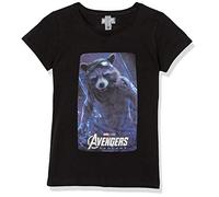 Marvel Little, Big Space Raccon Girls Short Sleeve Tee Shirt, Black, Large
