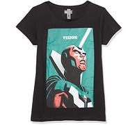 Marvel Little, Big Universe Simplistic Vision Girls Short Sleeve Tee Shirt, Black, Large