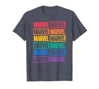 Marvel Logo Print Pride T-Shirt, Herren, Blau Meliert, 5XL