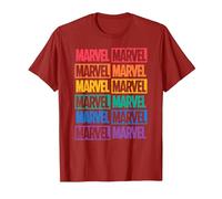 Marvel Logo Print Pride T-Shirt, Herren, Cranberry, XL