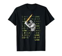 Marvel Loki Flaming Sword Loki Logo Text Spill T-Shirt