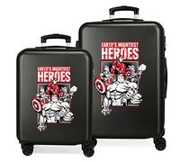Marvel Los Avengers Mightiest Heroes Kofferset Schwarz 55/68 cm Hartschale ABS seitlicher Zahlenkombinationsverschluss 104L 2,66 kg 4 Doppelrollen Handgepäck