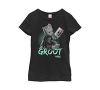 Marvel Mädchen Neon Baby Groot T-shirt T-Shirt, Schwarz, XS