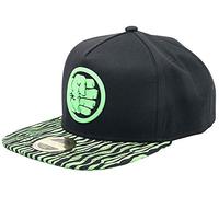 Marvel Meroncourt Comics Incredible Hulk Fist Smash Rubber Patch Snapback Baseballkappe mit Tierdruck Krempe, Einheitsgröße, Schwarz/Grün (Sb130404Mar), Schwarz, Einheitsgröße