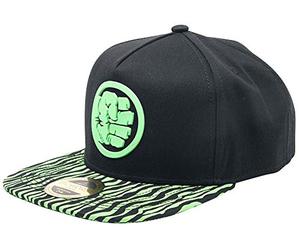 Marvel Meroncourt Comics Incredible Hulk Fist Smash Rubber Patch Snapback Baseballkappe mit Tierdruck Krempe, Einheitsgröße, Schwarz/Grün (Sb130404Mar), Schwarz, Einheitsgröße