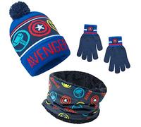Marvel Mütze Jungen Winter Set, warm und bequem - Geschenke für Jungs(Blaue Avengers, 3 Stück)