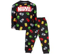 Marvel Offizielles Avengers-Pyjama-Set, Kinder-Pyjama, 100 % Baumwolle, Nachtwäsche, offizieller Merchandise-Artikel, Größen 2-10 Jahre, Schwarz , 3-4 Years