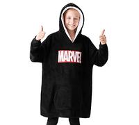 Marvel Oversize Hoodie Decke mit Ärmeln Pullover Jungen Warme Tragbare Kuscheldecke Kapuzenpullover Kinder und Teenager (Schwarz Marvel)