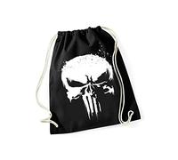 Marvel Punisher Skull Grunge Gym Bag Turnbeutel schwarz/weiß, Bedruckt, 100% Baumwolle.