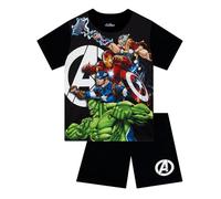 Marvel Pyjama, Avengers Schlafanzug Für Jungen Mit Thor, Captain America, Hulk Und Iron Man, Sommer-Pyjama Für Kinder, Schwarz 116