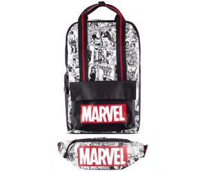 Marvel Rucksack - Comic (schwarz/weiß) + Gürteltasche
