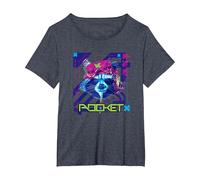 Marvel’s Guardians of the Galaxy Video Game Rocket Racoon T-Shirt, Damen Große Größen, Blau Meliert, 4X