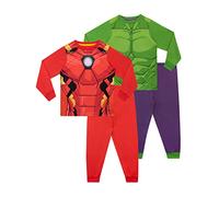 Marvel Schlafanzug | Hulk & Iron Man Pyjama Jungen | Avengers Schlafanzüge für Kinder | 2 Packung Mehrfarbig 104