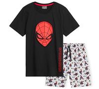 Marvel Schlafanzug Jungen Kurz 3D Kinder Pyjama Set Schlafanzüge für Jungen und Teenagers Shorty Kurzer Sommer Schlafanzug 4-14 Jahre (Schwarz Spiderman, 9-10 Jahre)