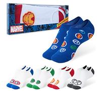 Marvel Sneaker Socken Herren 41-46 Lustige Superhelden Socken 5 Paar Bequeme Füsslinge Herren Teenagers Jungen Bequemen Baumwollsocken Geschenke für Männer Jugendliche (Weiß/Mehrfarbig)
