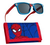 Marvel Sonnenbrille UV Schutz & Geldbeutel Kinder Set - Geschenke für Jungs (Rot/Blau Spiderman)