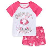 Marvel Spider-Gwen Ghost Spider Mädchen Kurzarm-T-Shirt und French Terry Shorts Set für große Kinder, Pink/Weiß, 5