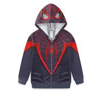 Marvel Spider-Man 2 Miles Morales Venom Jungen Kapuzenpullover mit durchgehendem Reißverschluss für große Kinder (Größe: 8-20), Schwarz/Miles, 10