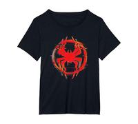 Marvel Spider-Man: Across The Spider-Verse Miles Icon Glitch T-Shirt, Damen Große Größen, Schwarz, 5X