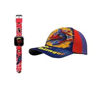 Marvel Spider-Man Baseballkappe und Uhr für Jungen, Kinder Sommer-Baseballmütze Design LED Uhr, Geschenk für Kinder | Rot