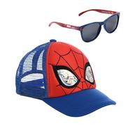 Marvel Spider-Man Cap und Sonnenbrille Set für Kinder, Rot und Blau, Baseballkappe verstellbar, Sonnenschutz, Mesh, Mütze, Gr. 52, Gr. 54 cm (DE/NL/SE/PL, Numerisch, 54, Blau)