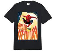 Marvel Spider-Man: Day Spidey Leaping Down City Comfort Colors Adult Heavyweight T-Shirt