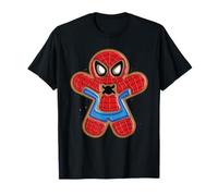 Marvel Spider-Man Holiday Christmas Gingerbread Man Cookie T-Shirt - Unisex - Schwarz - S - Kurzarm - Klassisch - Spider-Man Fans, Kids, Adults