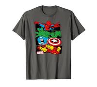 Marvel Spider-Man, Hulk, Captain America, Iron Man Panels T-Shirt