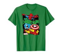 Marvel Spider-Man, Hulk, Captain America, Iron Man Panels T-Shirt, Herren, Dunkelgrün, S