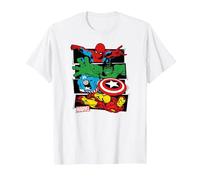 Marvel Spider-Man, Hulk, Captain America, Iron Man Panels T-Shirt, Herren, Weiß, XL