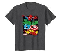 Marvel Spider-Man, Hulk, Captain America, Iron Man Panels T-Shirt, Kinder, Anthrazit Meliert, 98