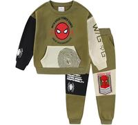Marvel Spider-Man Jungen 2-teiliges Sweatshirt und Hose für Kleinkinder und große Kinder, Grün (Army Green), 5