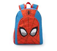 Marvel Spider-Man Jungen-Rucksack, rot & blau | Schulrucksack mit Reißverschluss und gepolsterten Schultergurten | Spinnennetz- und Maskenmotiv | Reißverschlusstasche vorne & seitliches Netzfach