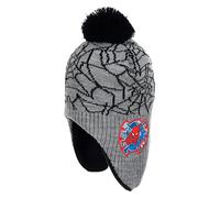 Marvel Spider-Man Kinder Wintermütze Jungen mit Bommel Lizenzartikel - Strickmütze mit Fleecefutter und Ohrenschutz - warme Bommelmütze für Jungen - Grau oder Rot (DE/NL/SE/PL, Numerisch, 52, Grau)