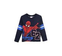 Marvel Spider-Man Langarmshirt für Kinder, 100% Baumwolle, Größen 98-128, Superhelden Spidey, Pullover, Shirt, Avengers (DE/NL/SE/PL, Numerisch, 116, Regular, Dunkelblau)