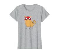Marvel Spider-Man Miles Morales Game Spider-Cat Meow T-Shirt, Damen, Grau Meliert, XL