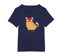 Marvel Spider-Man Miles Morales Game Spider-Cat Meow T-Shirt, Damen Große Größen, Marineblau, 1X