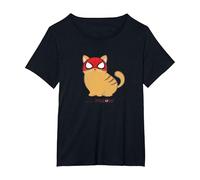 Marvel Spider-Man Miles Morales Game Spider-Cat Meow T-Shirt, Damen Große Größen, Schwarz, 3X
