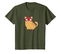 Marvel Spider-Man Miles Morales Game Spider-Cat Meow T-Shirt, Kinder, Olivgrün, 152