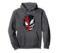 Marvel Spider-Man Peter Venom Split Face Pullover Hoodie, Unisex für Erwachsene, Anthrazit Meliert, M