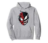 Marvel Spider-Man Peter Venom Split Face Pullover Hoodie, Unisex für Erwachsene, Grau Meliert, M
