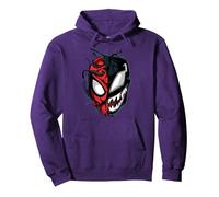 Marvel Spider-Man Peter Venom Split Face Pullover Hoodie, Unisex für Erwachsene, Violett, L