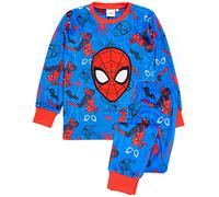 Marvel Spider-Man-Pyjama für Jungen, Super-Velours-Fleece | Blau-roter Superhelden-Schlafanzug für Kinder mit Allover-Print, T-Shirt und Hose